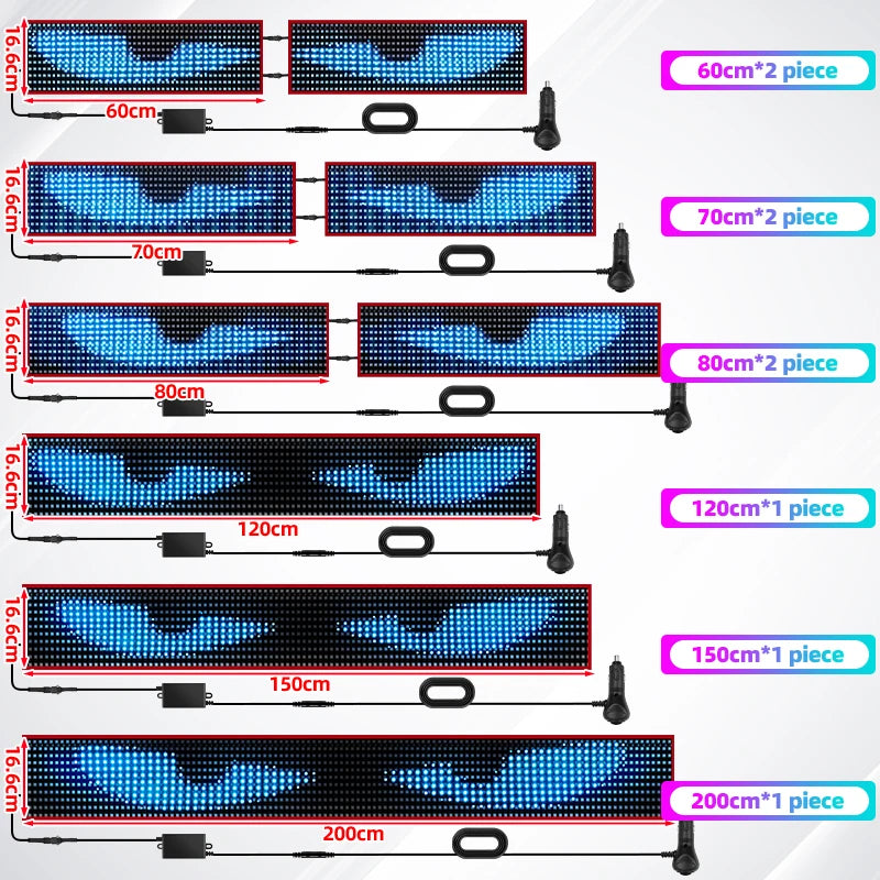 APP Remote Control Truck Devil Eye LED Pixel Panel Light 12-24V DIY Custom Text Lighting Scrolling Foldable For Board Windshield