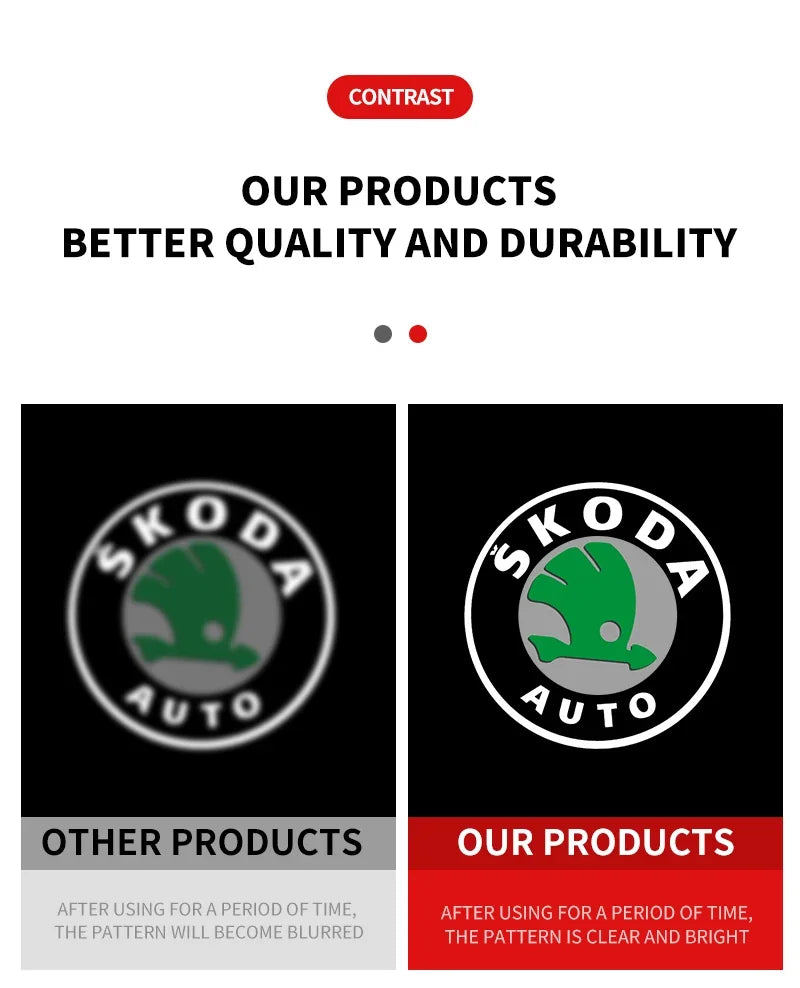 2pcs/set Car Led Logo Door Laser Projector Ghost lamp Welcome Light For skoda Superb SUPERB Superb Octavia Fabia Roomster