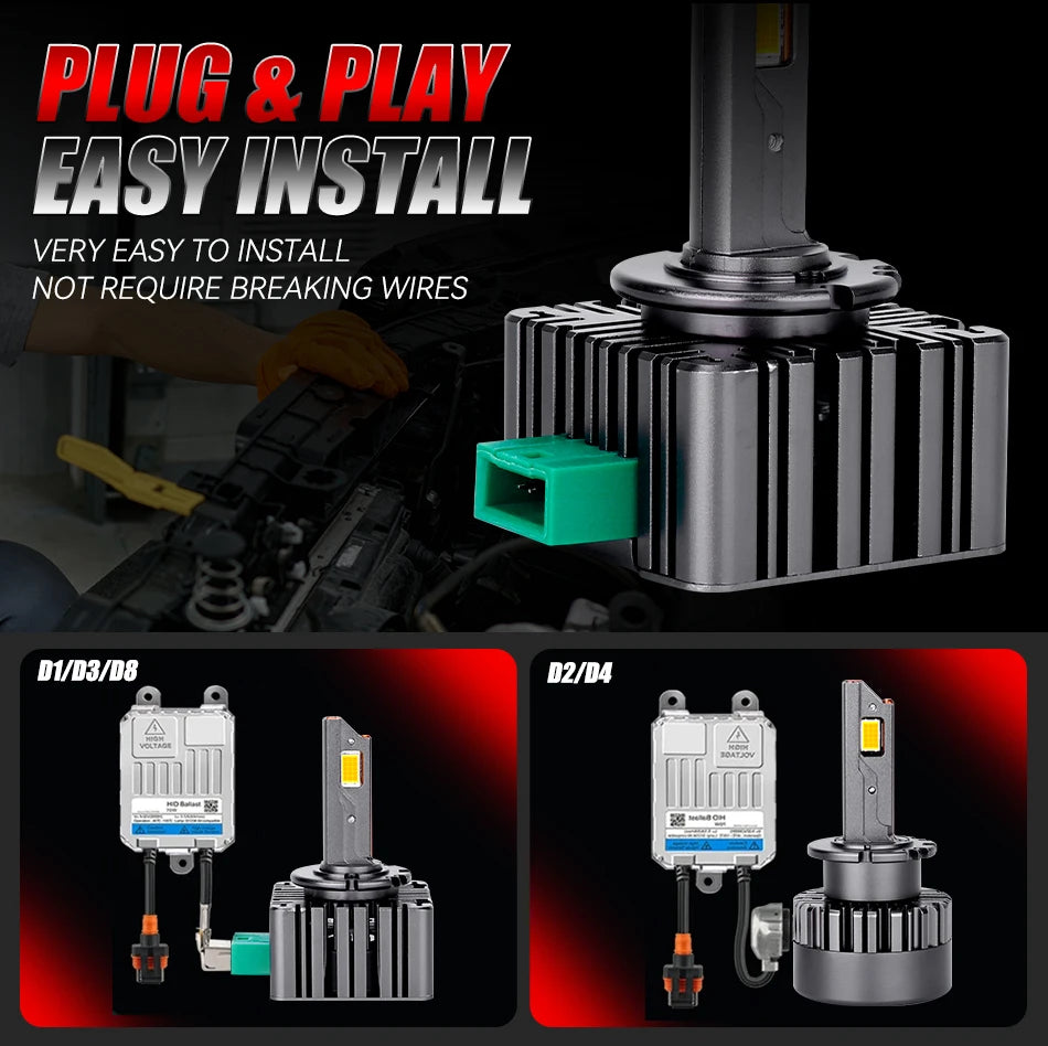 D1S D3S D2S LED CANBUS Headlight 6800W Bulbs Super Bright D4S D1R D3R D2R D4R D8S Xenon Lights for Car 6000K Automobile Lamp 12V