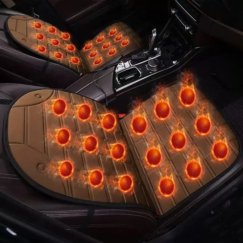 Checkerboard quick-heating uniformly heated winter car seat cushion 12V warm single or double seat heat-retaining essential