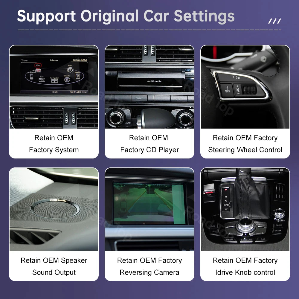 Road Top Radio Multimedia Linux Touch Screen For Audi A5 2008-2016 Wireless CarPlay Android Auto Airplay Car Player Function