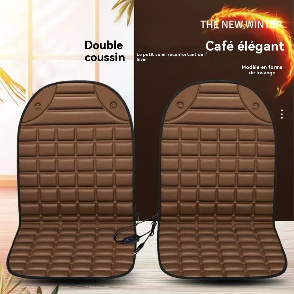 Checkerboard quick-heating uniformly heated winter car seat cushion 12V warm single or double seat heat-retaining essential