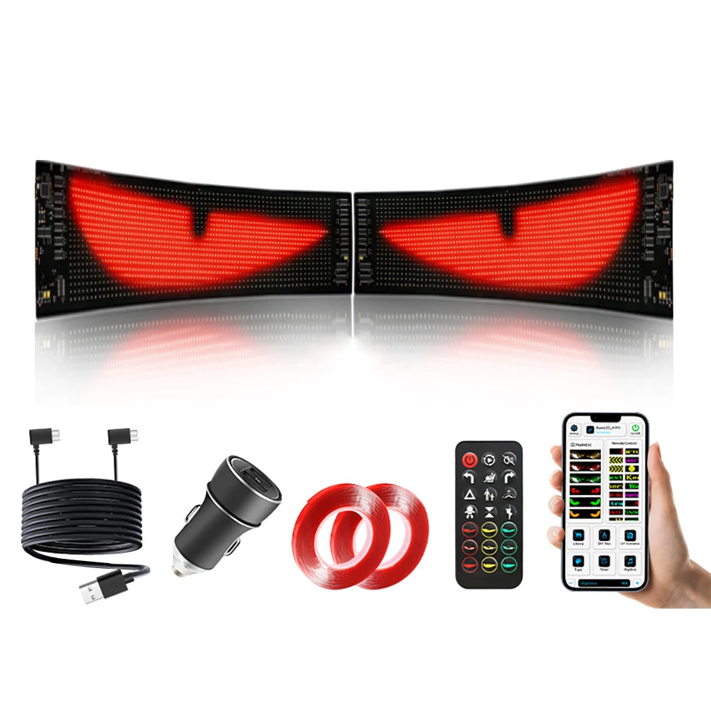2-In-1 Multiple Devil Eyes Light, 23''x4.7'' Full Color LED Eyes for Truck Windshield, Programmable LED Display for Car