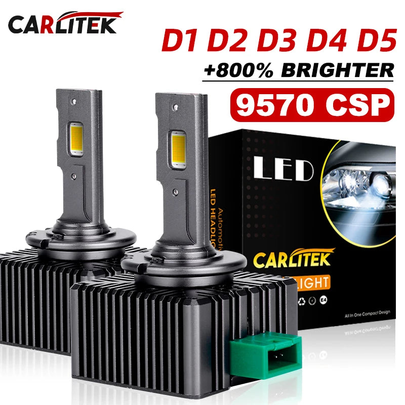 CARLitek D3S LED Headlights D1S D2S D4S D5S D8S 35/70W Xenon Lights Turbo LED Two Sided 9570 CSP Chips Plug and Play D1R D2R D3R