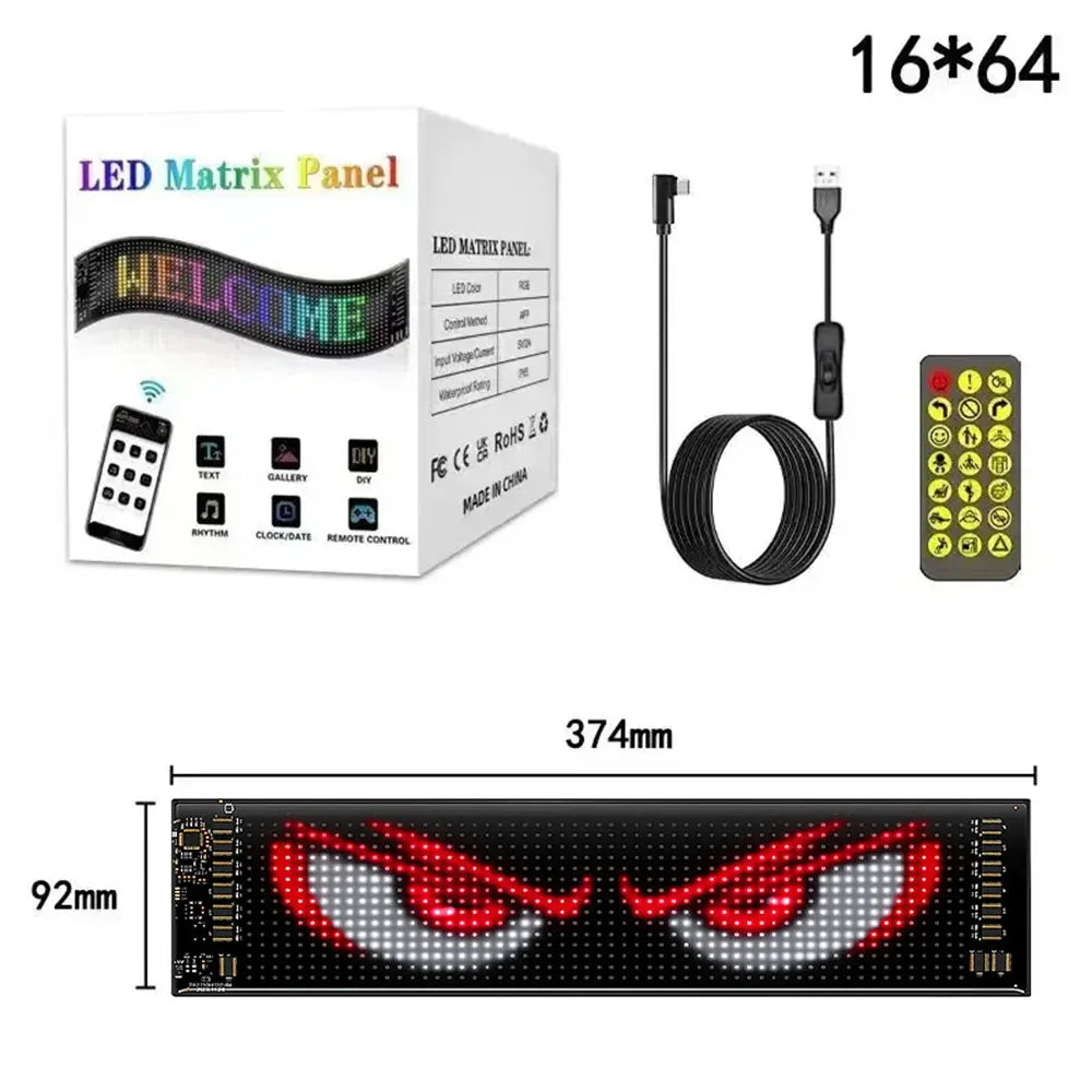 Led Matrix Panel Multiple Devil Eyes Light Bluetooth APP Control LED Display Scrolling Sign Light for Car Truck Windshield