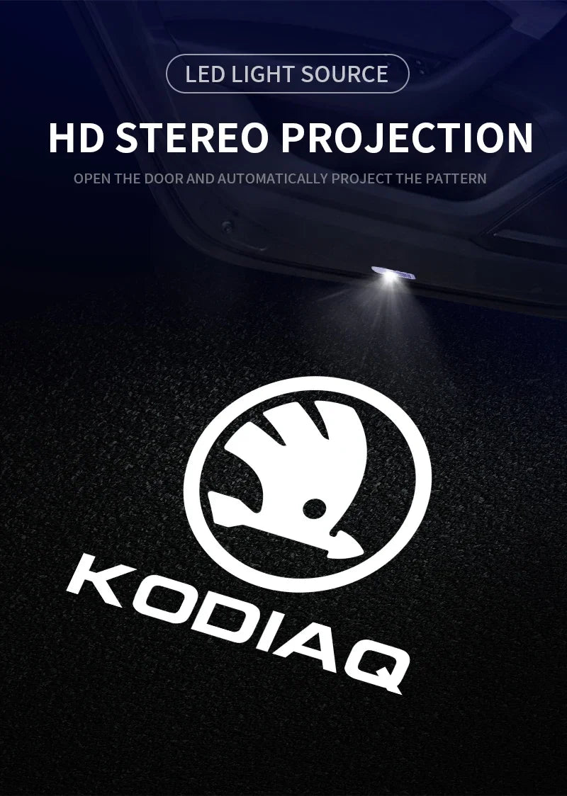 2pcs/set Car Led Logo Door Laser Projector Ghost lamp Welcome Light For skoda Superb SUPERB Superb Octavia Fabia Roomster