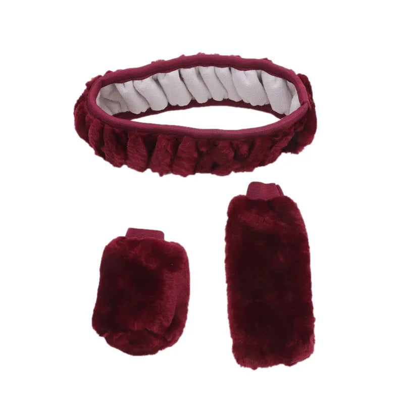 Set 3 pezzi coprivolante in peluche 38 cm - Set invernale completo