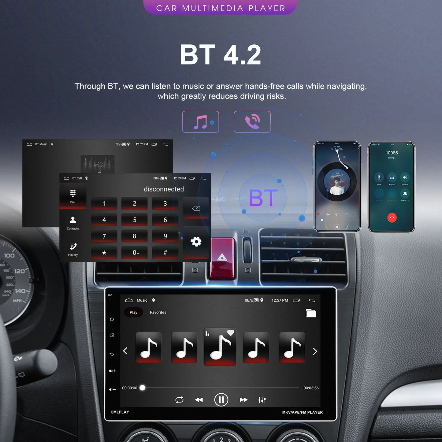 Hikity 9" Universal Car Radio - CarPlay Android Rotating