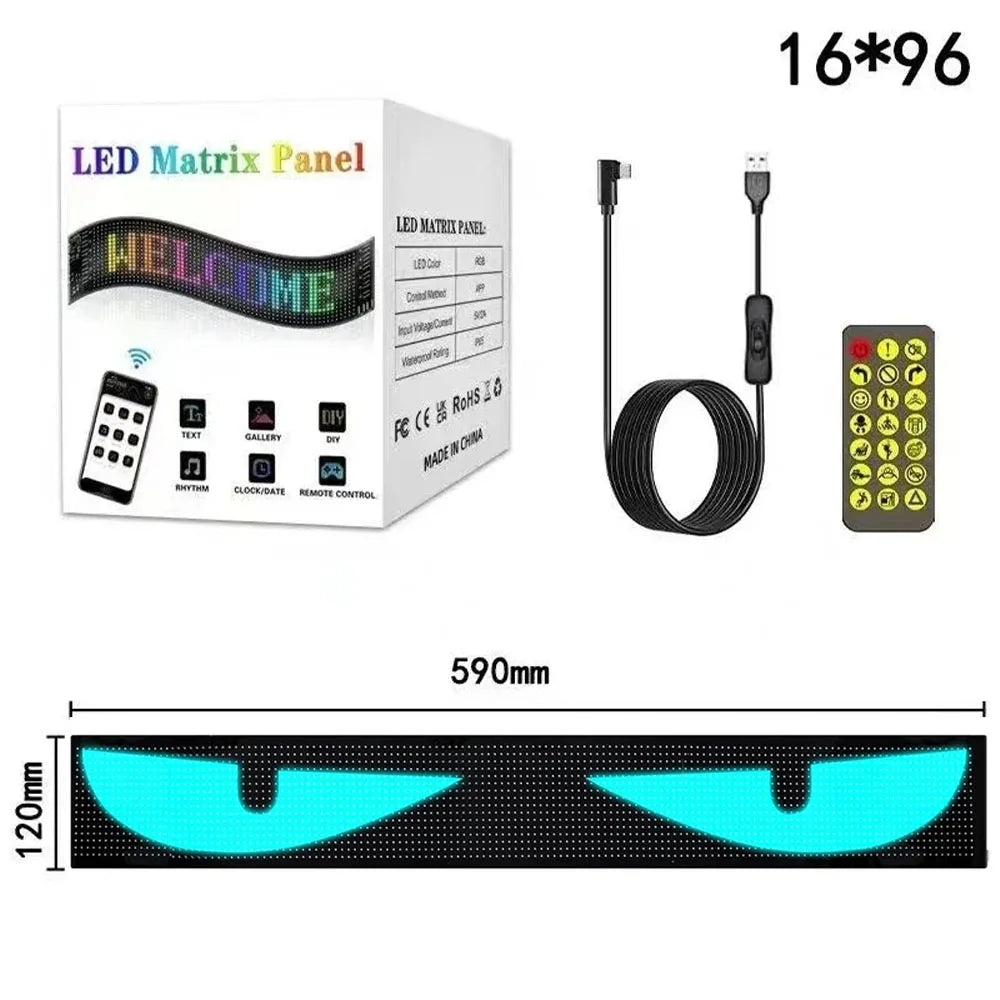 Led Matrix Panel Multiple Devil Eyes Light Bluetooth APP Control LED Display Scrolling Sign Light for Car Truck Windshield