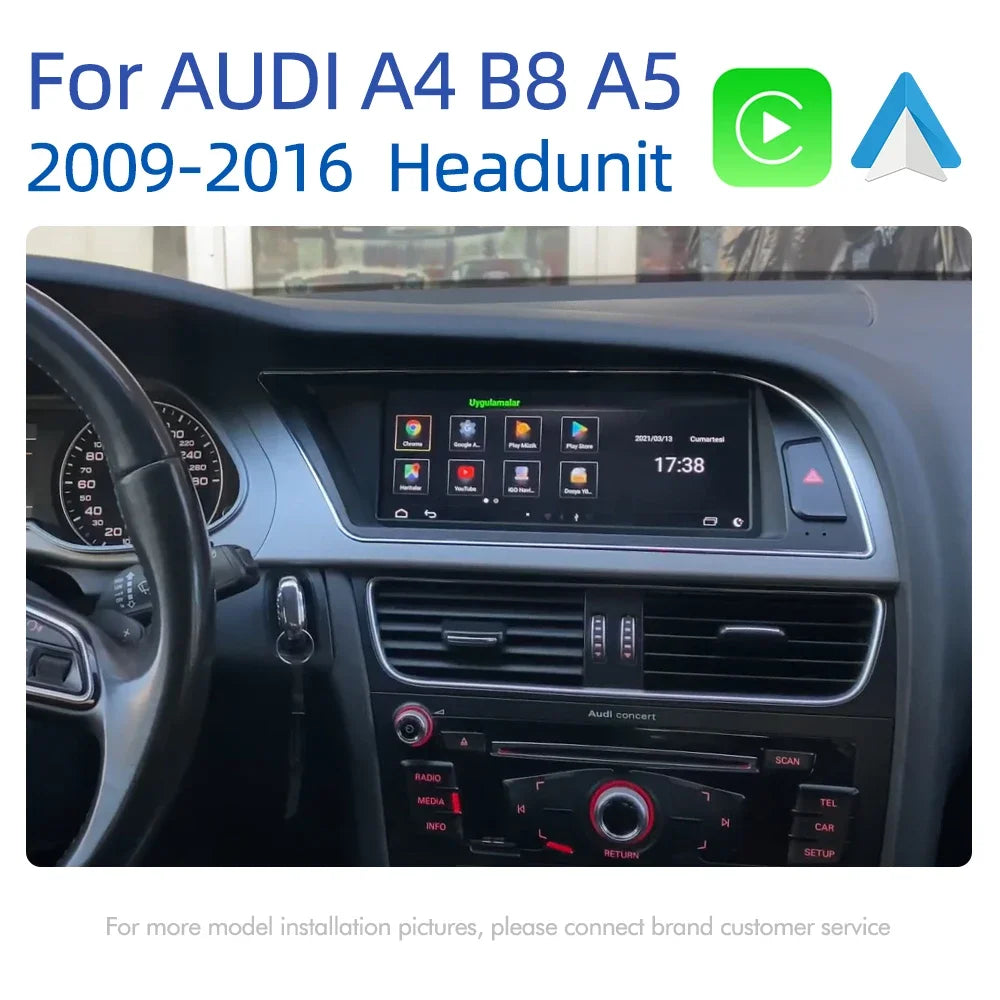 Android 14 Wireless Carplay Auto Radio For Audi A4 B8 A5 2008-2017 GPS Car Radio IPS Touch Screen Multimedia Android Auto BT DSP