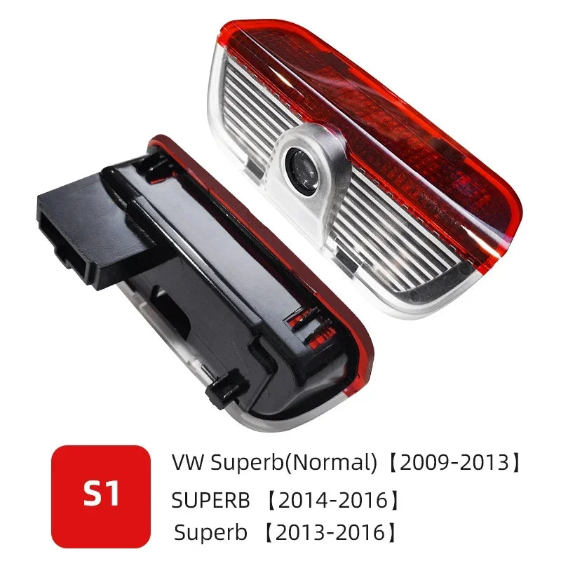 2pcs/set Car Led Logo Door Laser Projector Ghost lamp Welcome Light For skoda Superb SUPERB Superb Octavia Fabia Roomster