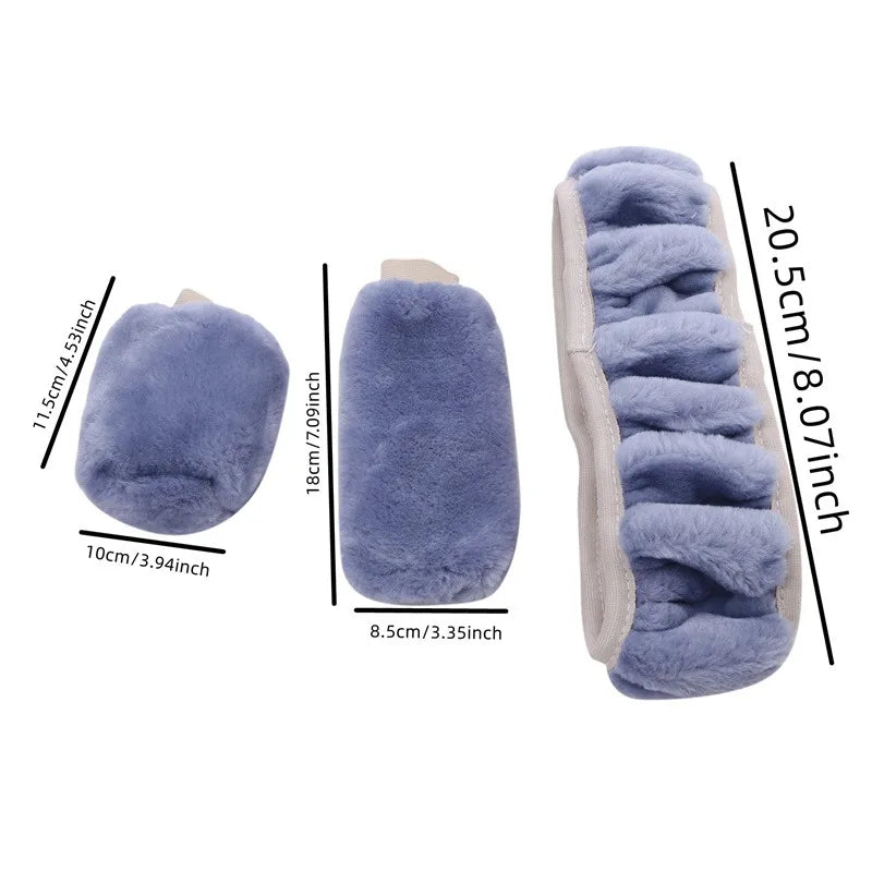 Set 3 pezzi coprivolante in peluche 38 cm - Set invernale completo