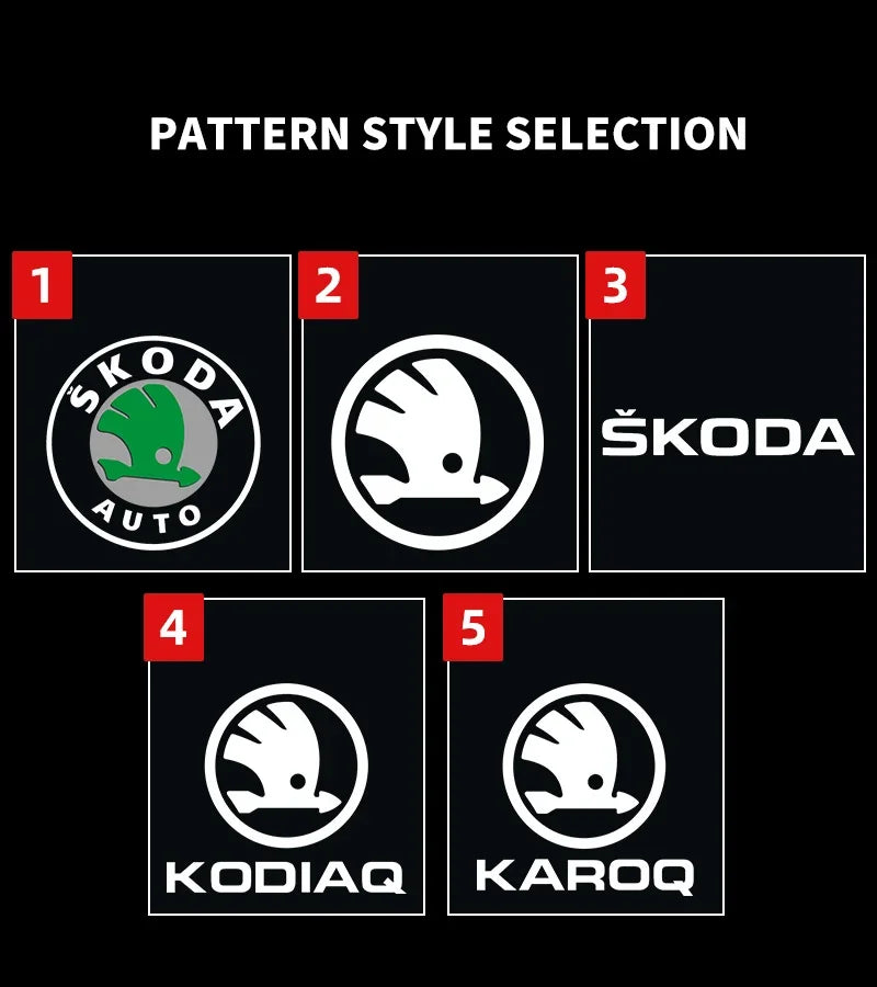 2pcs/set Car Led Logo Door Laser Projector Ghost lamp Welcome Light For skoda Superb SUPERB Superb Octavia Fabia Roomster