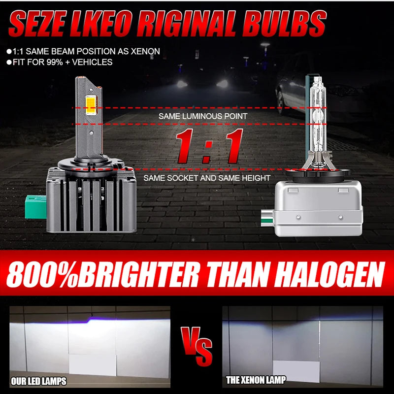 D1S D3S Car LED Headlight Bulb D1R D3R D2S D4S 6800W Canbus HID 12V 24V Turbo Auto Lamp Plug&amp;Play 1:1 Replace Xenon Lights 6000K