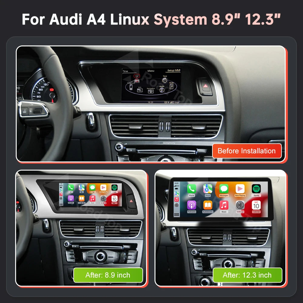 8.9'' 12.3'' Touch Screen Car Multimedia Display For Audi A4 S4 B8 2008-2016 With Wireless Carplay Andriod Auto Airplay Autolink