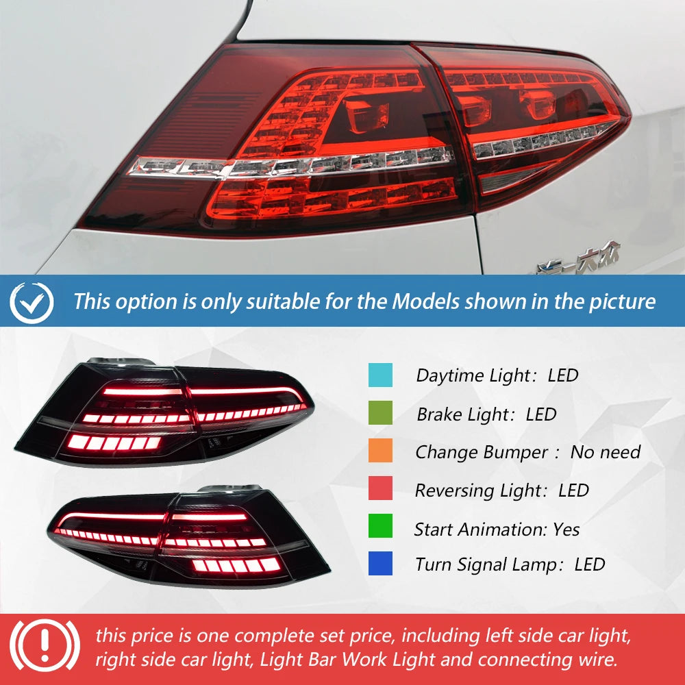 Car Taillights Assembly For Golf 7 2013-2017 Upgrade Golf 7.5 2018-2021 LED Car Back Lamps Turn Signal Light Accessories