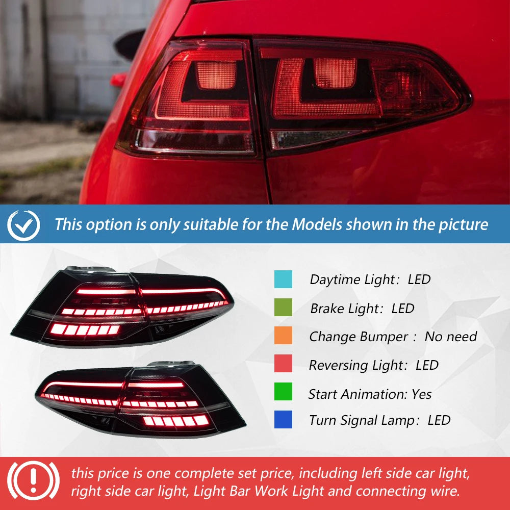Car Taillights Assembly For Golf 7 2013-2017 Upgrade Golf 7.5 2018-2021 LED Car Back Lamps Turn Signal Light Accessories