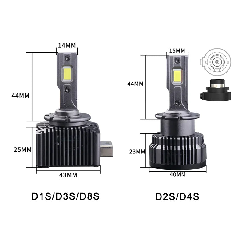 D1S D3S LED Headlights HID D2S D4S D8S 70W Auto lamp High Low Beam D2R D4R CANBUS Led Two-sided CSP Chip 6000K Plug&amp;Play 12V 24V