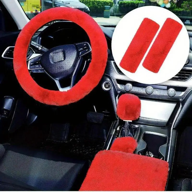 6-Piece Plush Steering Wheel Cover Set - Complete Comfort Pack