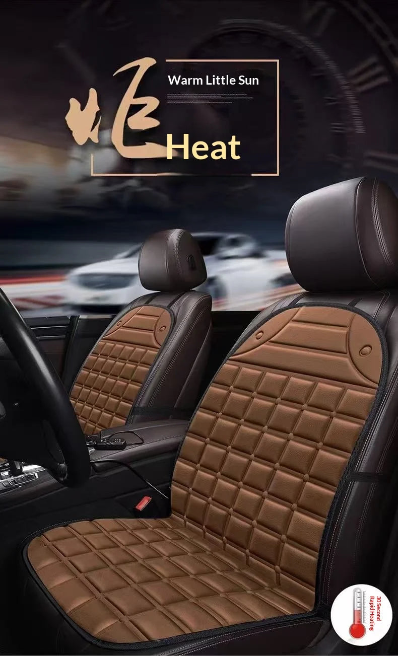 Checkerboard quick-heating uniformly heated winter car seat cushion 12V warm single or double seat heat-retaining essential