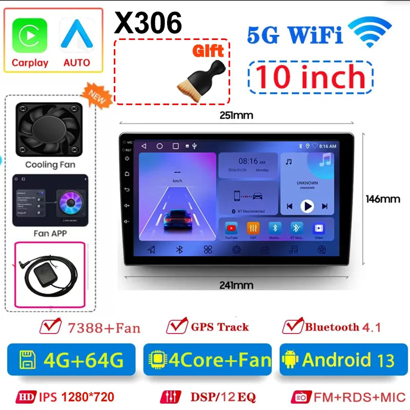 Android 13 Universal 7/9/10" car radio - GPS CarPlay