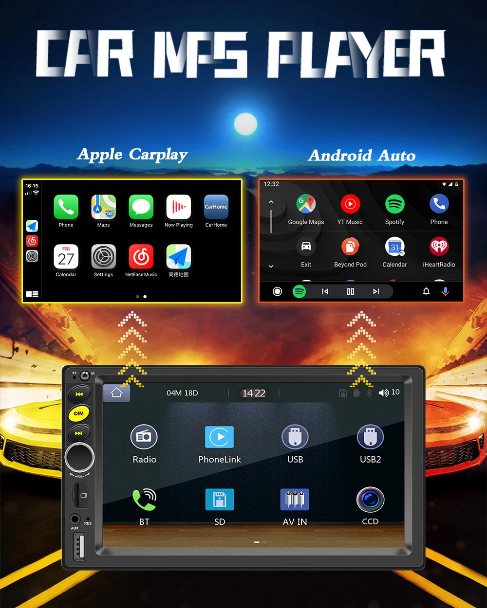 Android 13 Universal 7/9/10" car radio - GPS CarPlay
