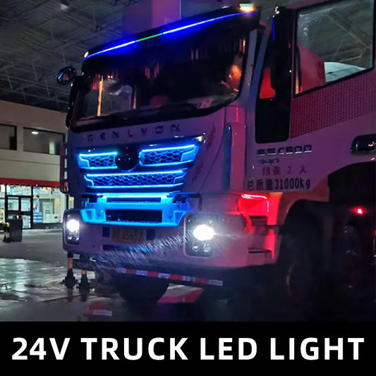 24V Truck Colorful Flashing Light LED Decorative Lamp Atmosphere Light  Night Driving Safety Warning Light For MAN SCANIA VOLVO