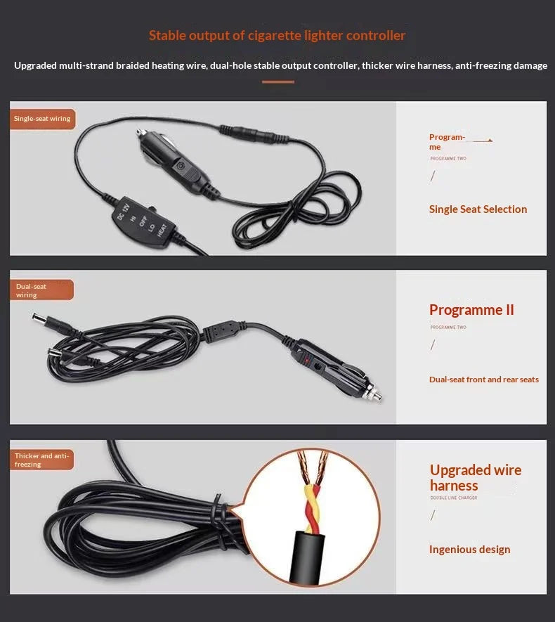 Checkerboard quick-heating uniformly heated winter car seat cushion 12V warm single or double seat heat-retaining essential