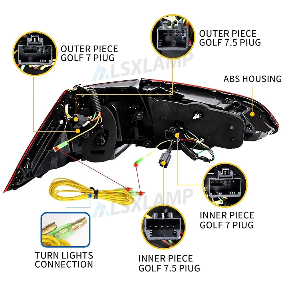 LED Tail Lights Assembly For Volkswagen Golf 7 2015 2016 2017 Tail Light Sequential Signal Light Modified Rear Lamps