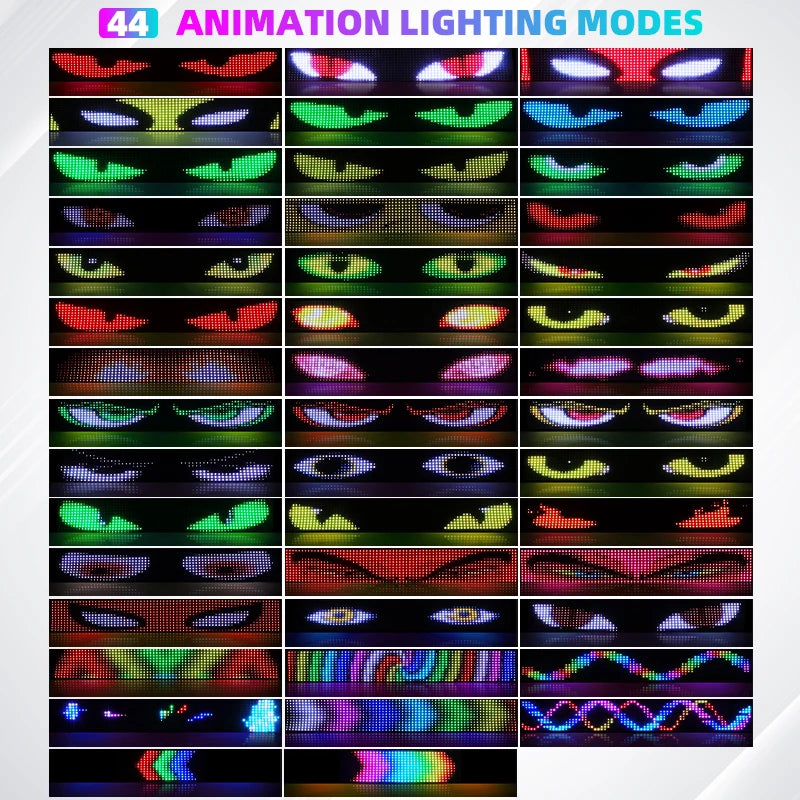 APP Remote Control Truck Devil Eye LED Pixel Panel Light 12-24V DIY Custom Text Lighting Scrolling Foldable For Board Windshield