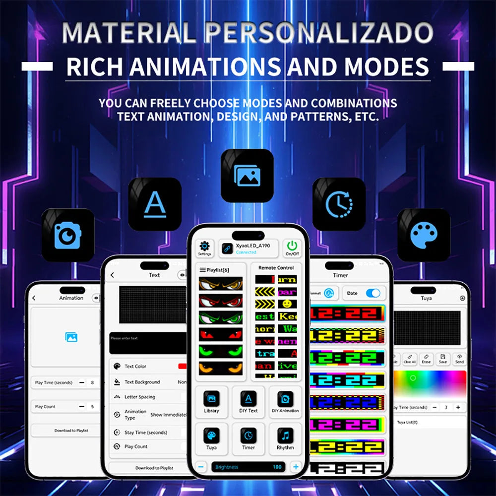 2-In-1 Multiple Devil Eyes Light, 23''x4.7'' Full Color LED Eyes for Truck Windshield, Programmable LED Display for Car