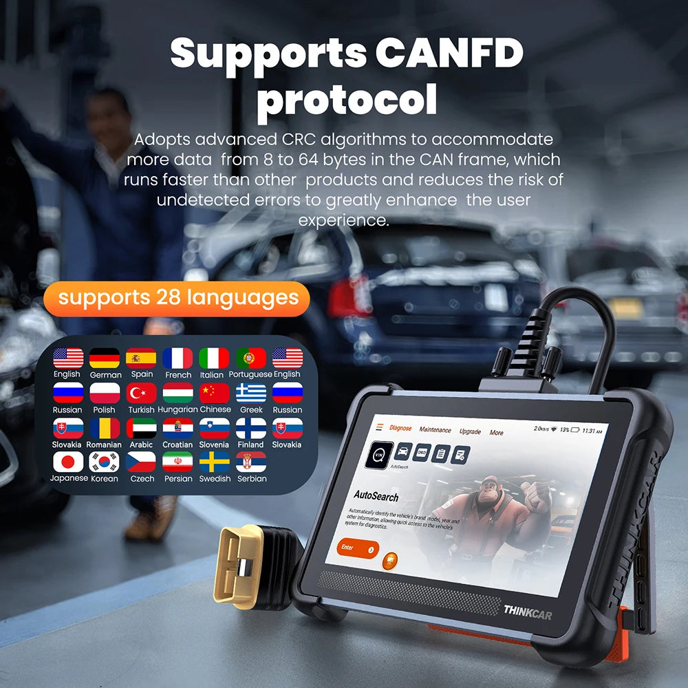 THINKCAR THINKSCAN 672 OBD2 Scanner CAN FD obd2 Tool Bi-directional Control Full System Diagnosis 28 Resets Free for Life
