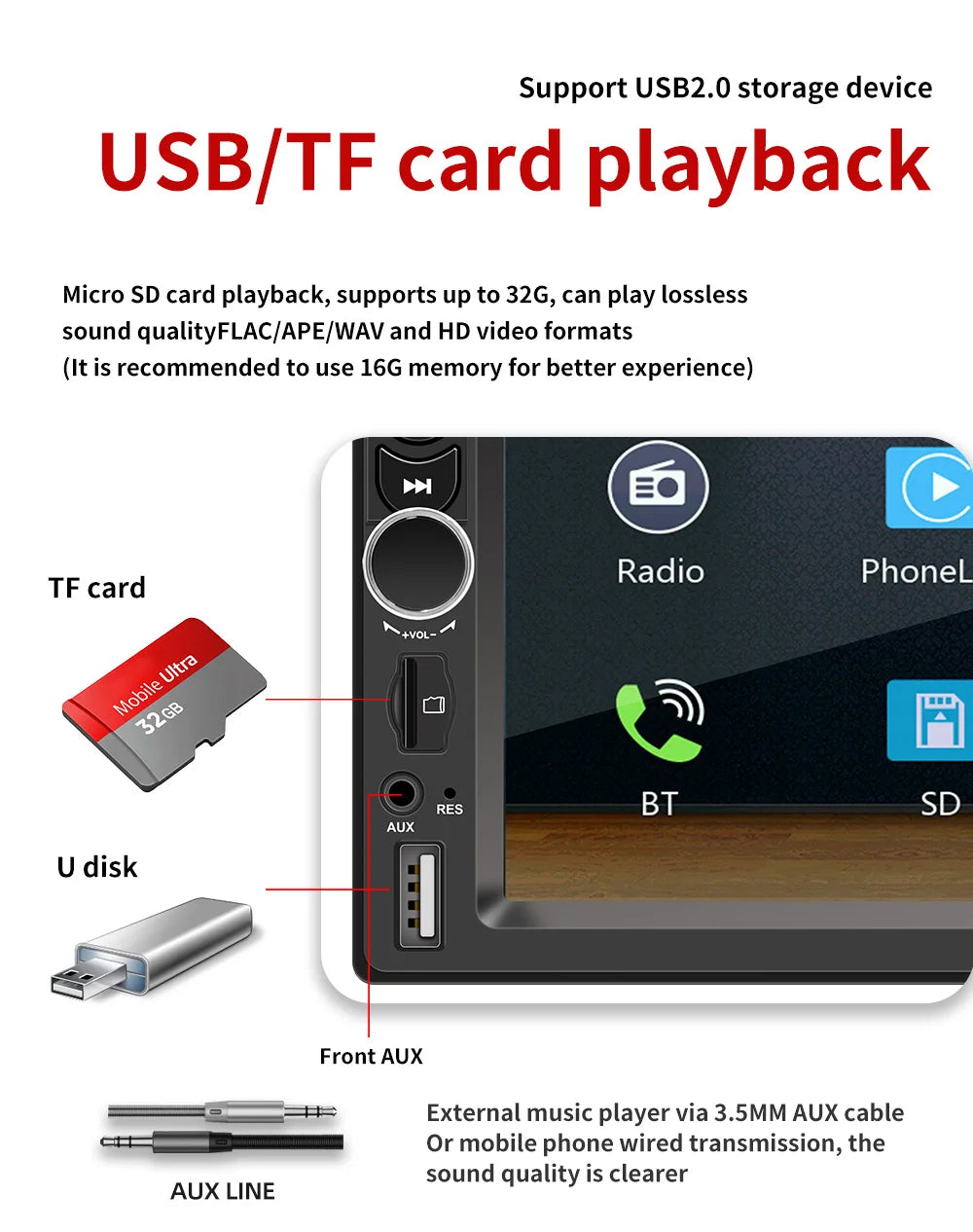 Android 13 Universal 7/9/10" car radio - GPS CarPlay