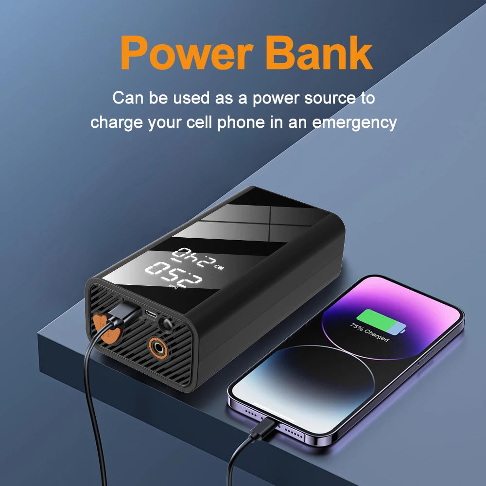 4 In 1 Car Jump Starter Power Bank 1200A 150PSI Auto Air Compressor Wireless Tire Pump Car Battery Booster Starting Device