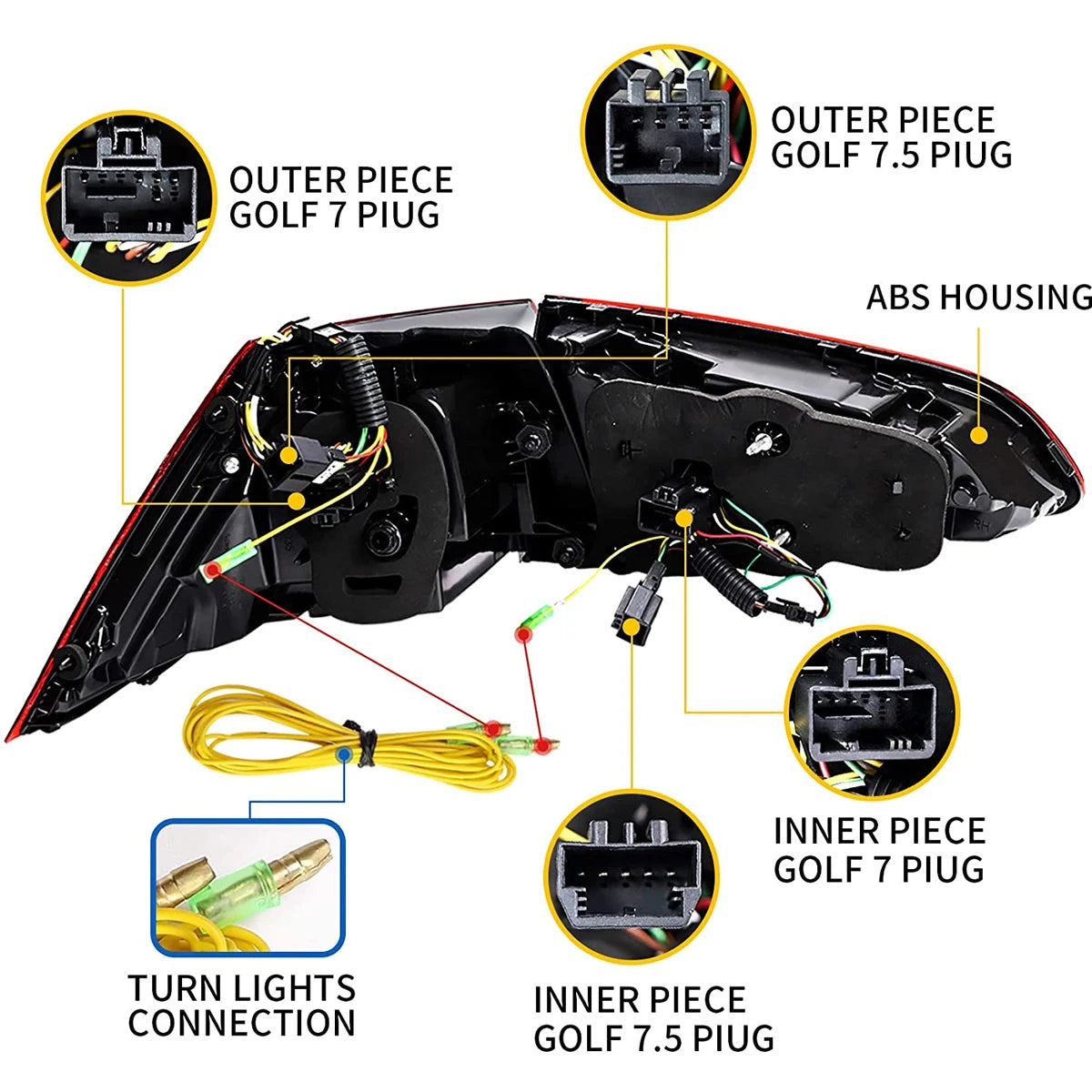 TYPY Car Tail Lamps For VW Golf MK7 Golf7.5 Taillight TSI TDI 2013-2019 LED Projector Tail Lamp DRL Auto Accessories