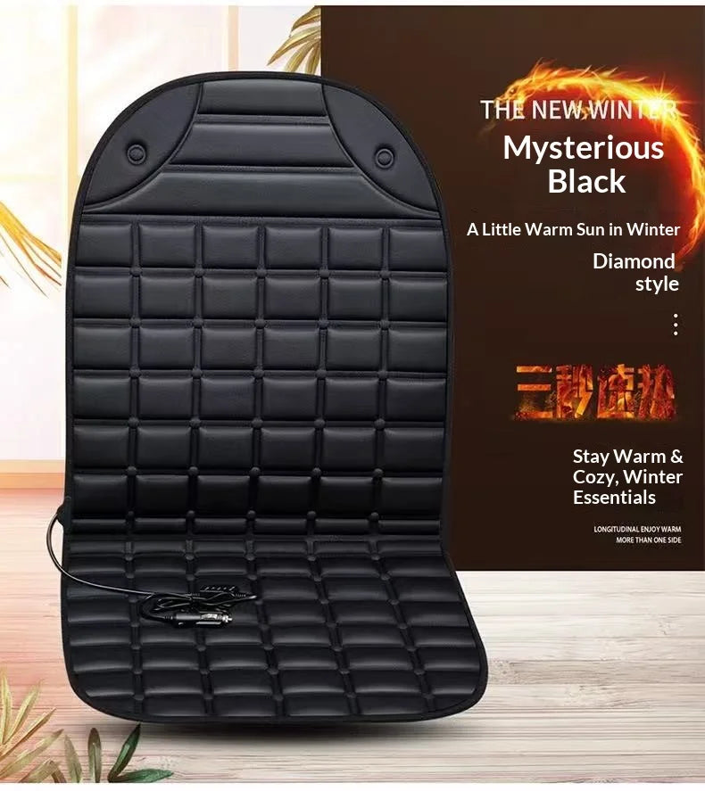 Checkerboard quick-heating uniformly heated winter car seat cushion 12V warm single or double seat heat-retaining essential