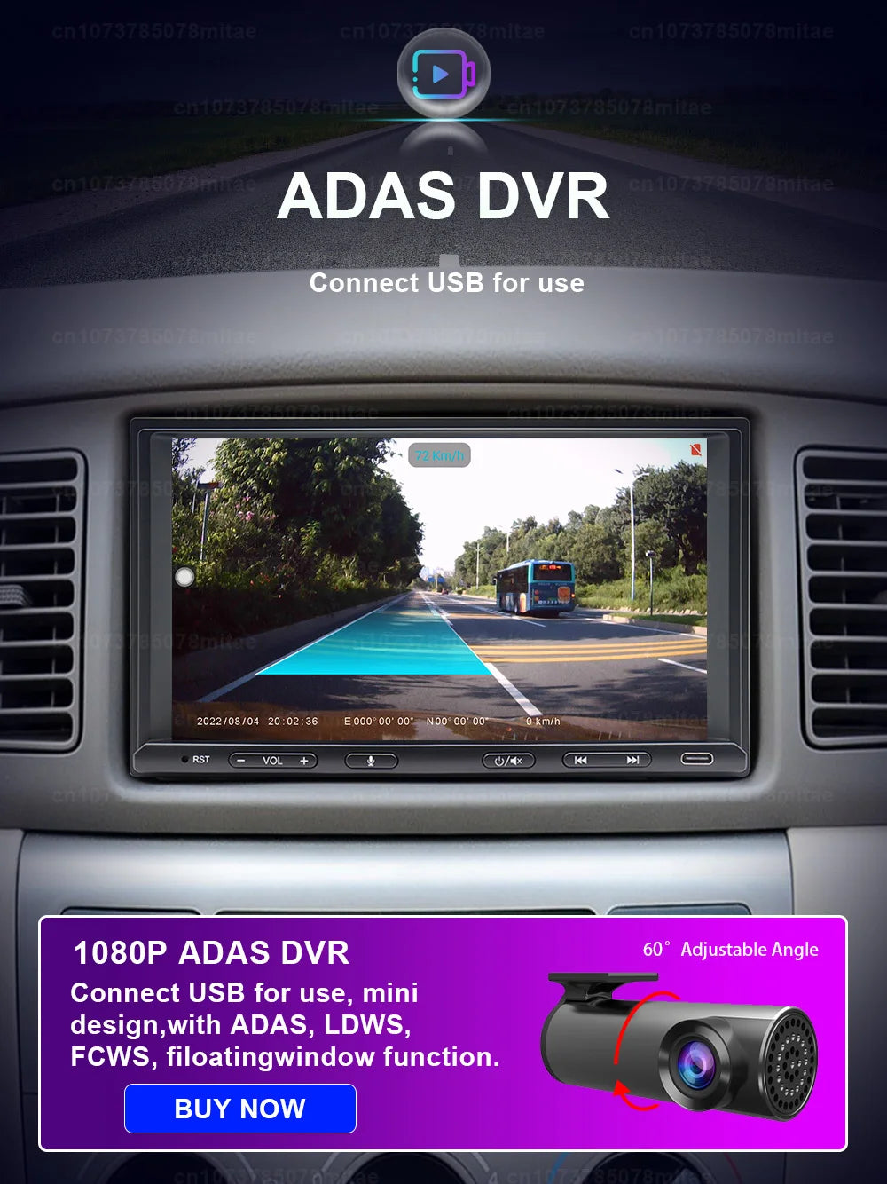 VATAV 7" Double Din Car Radio - CarPlay - Reversing Camera