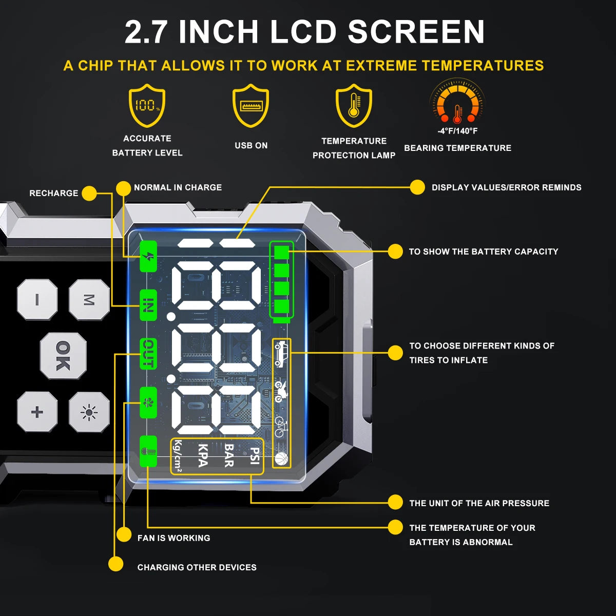 Car Starter with Air Compressor 150PSI 7000A Portable Car Starter Battery Pack (Full Gasoline/10.0L Diesel)