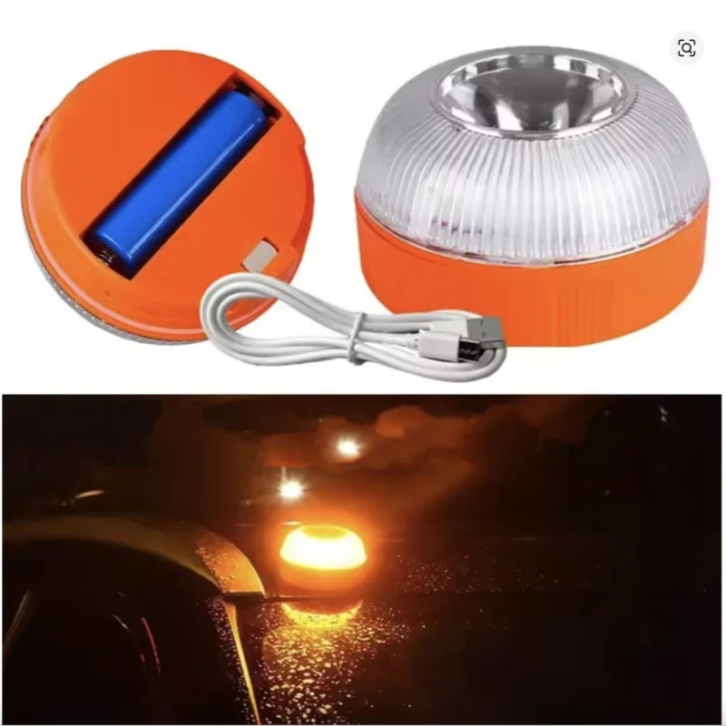 Car Emergency Beacon Light USB Rechargeable V16 Magnetic Induction Strobe Flashing Warning Light Help Flash Safety Signal Lamp