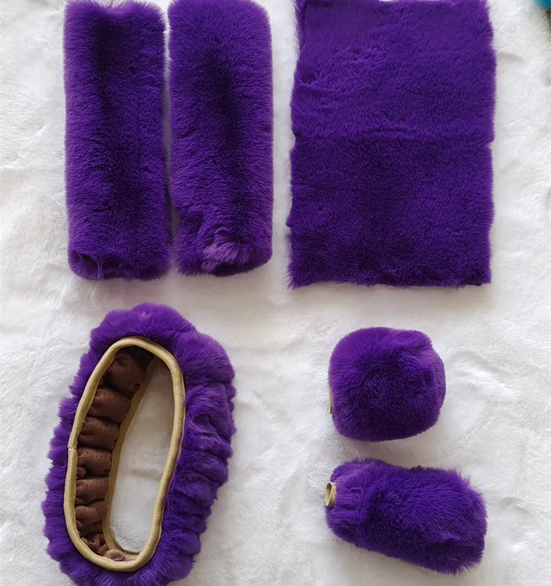 6-Piece Plush Steering Wheel Cover Set - Complete Comfort Pack