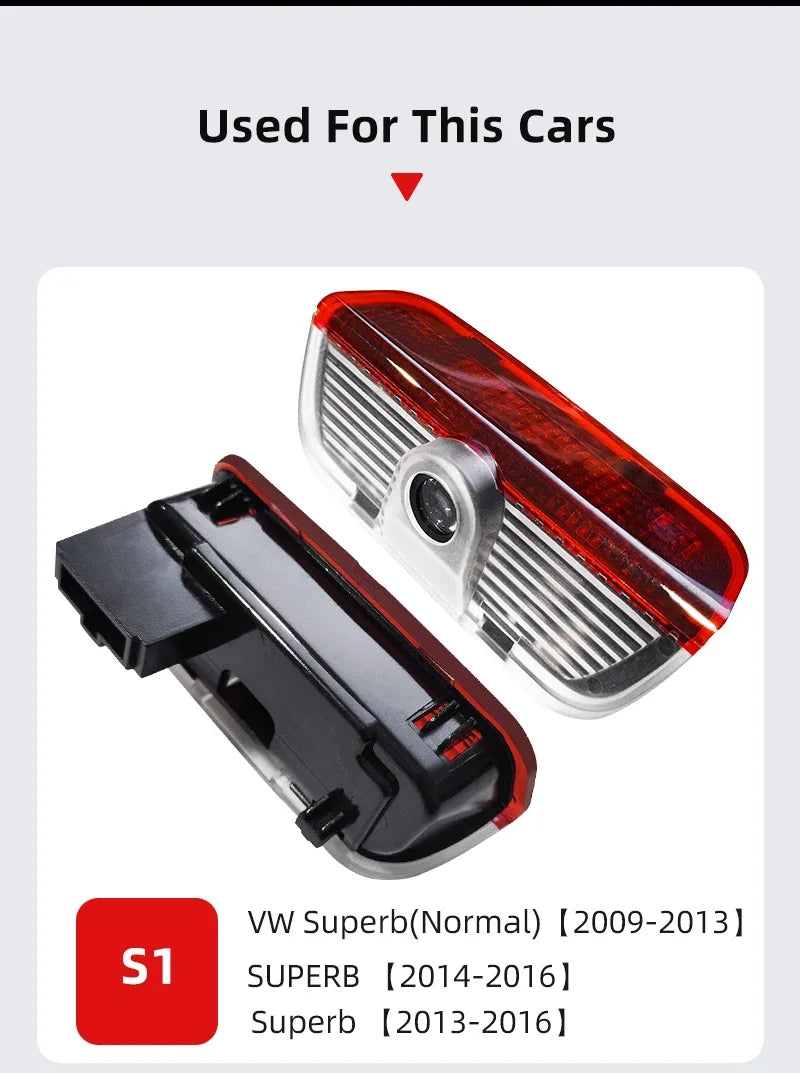 2pcs/set Car Led Logo Door Laser Projector Ghost lamp Welcome Light For skoda Superb SUPERB Superb Octavia Fabia Roomster