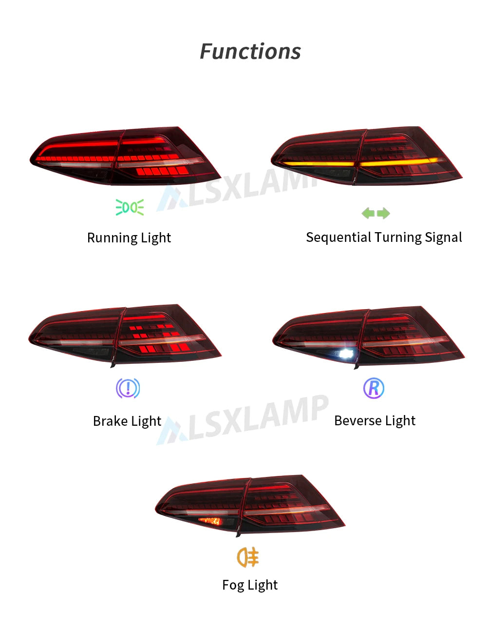 LED Tail Lights Assembly For Volkswagen Golf 7 2015 2016 2017 Tail Light Sequential Signal Light Modified Rear Lamps