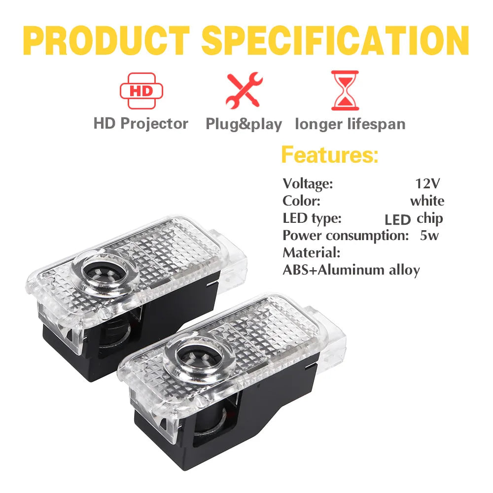 LED Car Door Welcome Logo Projector Ghost Shadow Light Interior Accessories For VOLKSWAGEN VW Touareg 7L Passat B5 B5.5 Phaeton