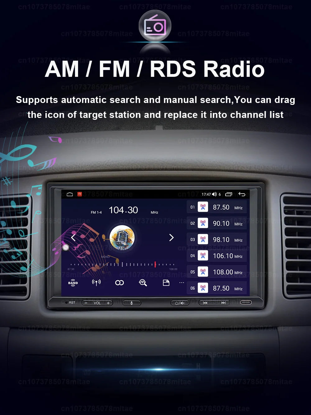 VATAV 7" Double Din Car Radio - CarPlay - Reversing Camera