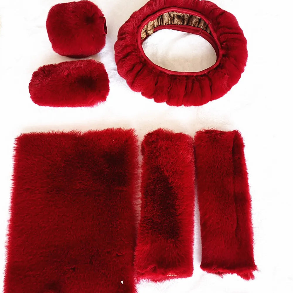 6-Piece Plush Steering Wheel Cover Set - Complete Comfort Pack