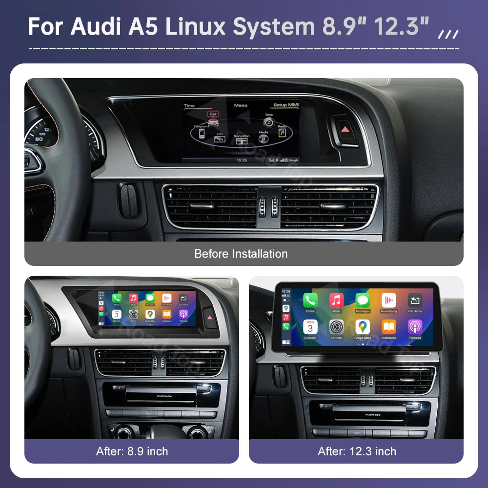 Road Top Radio Multimedia Linux Touch Screen For Audi A5 2008-2016 Wireless CarPlay Android Auto Airplay Car Player Function