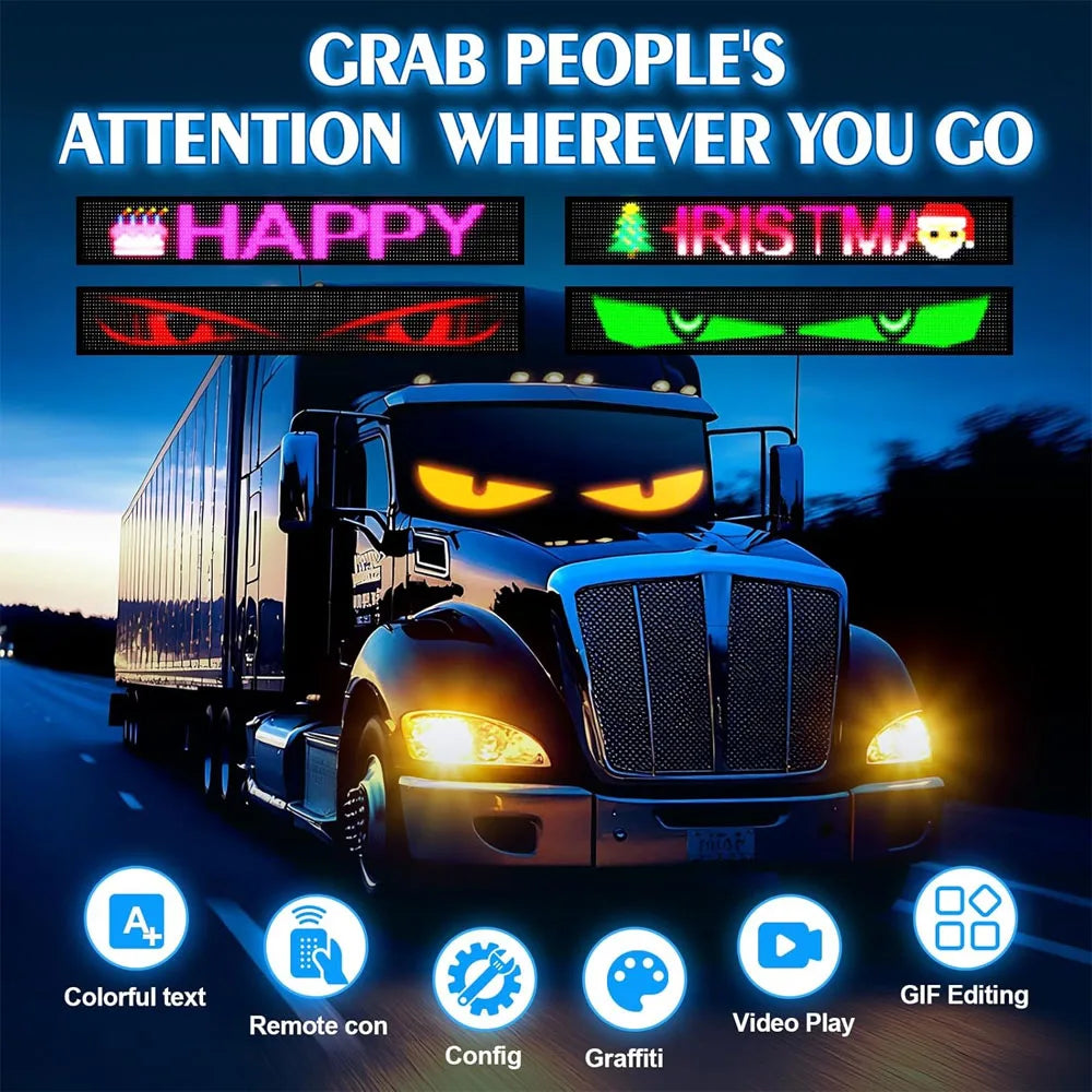 Led Matrix Panel Multiple Devil Eyes Light Bluetooth APP Control LED Display Scrolling Sign Light for Car Truck Windshield