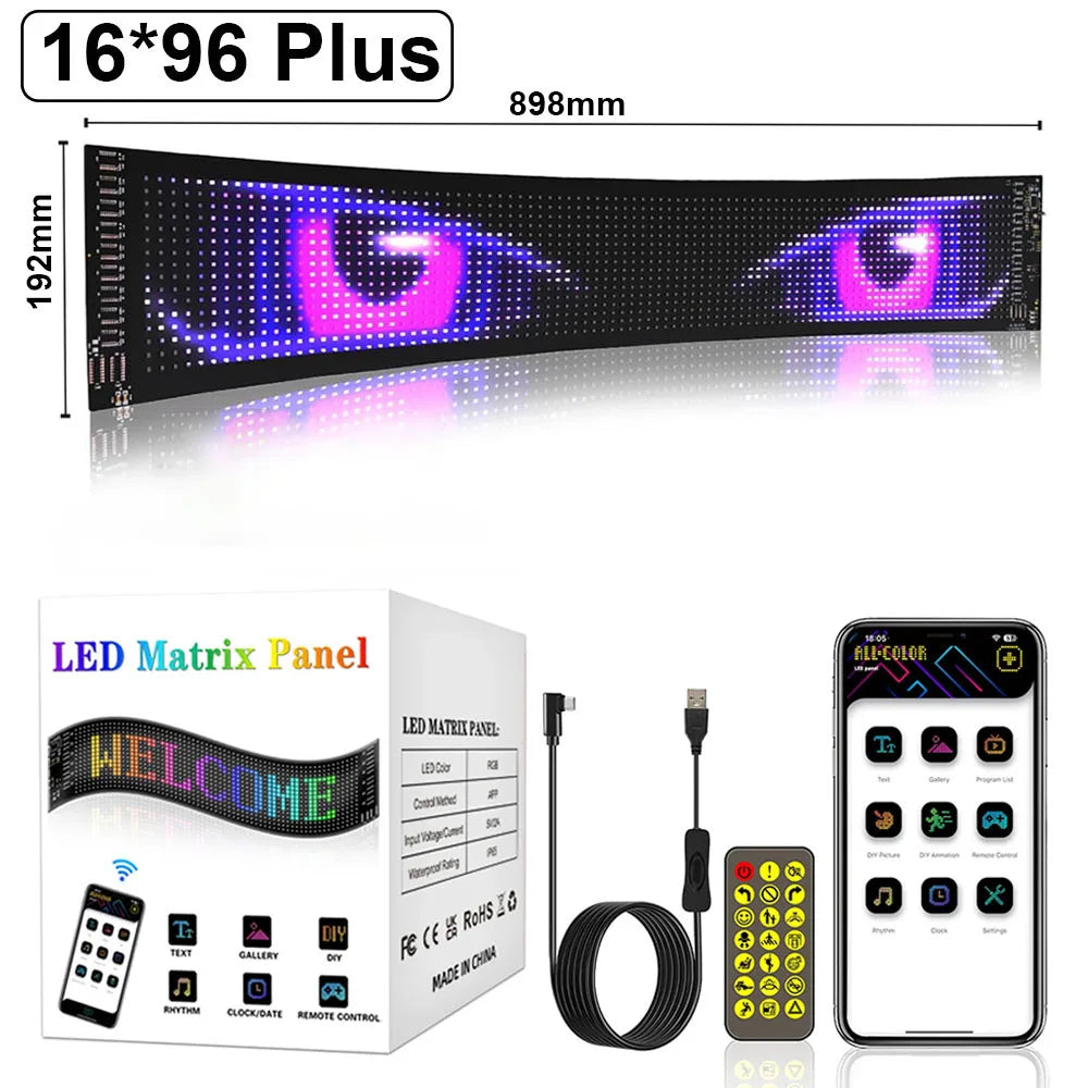Led Matrix Panel Multiple Devil Eyes Light Bluetooth APP Control LED Display Scrolling Sign Light for Car Truck Windshield