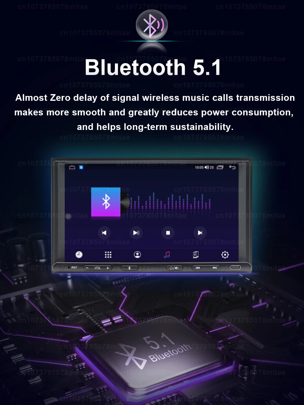 VATAV 7" Double Din Car Radio - CarPlay - Reversing Camera