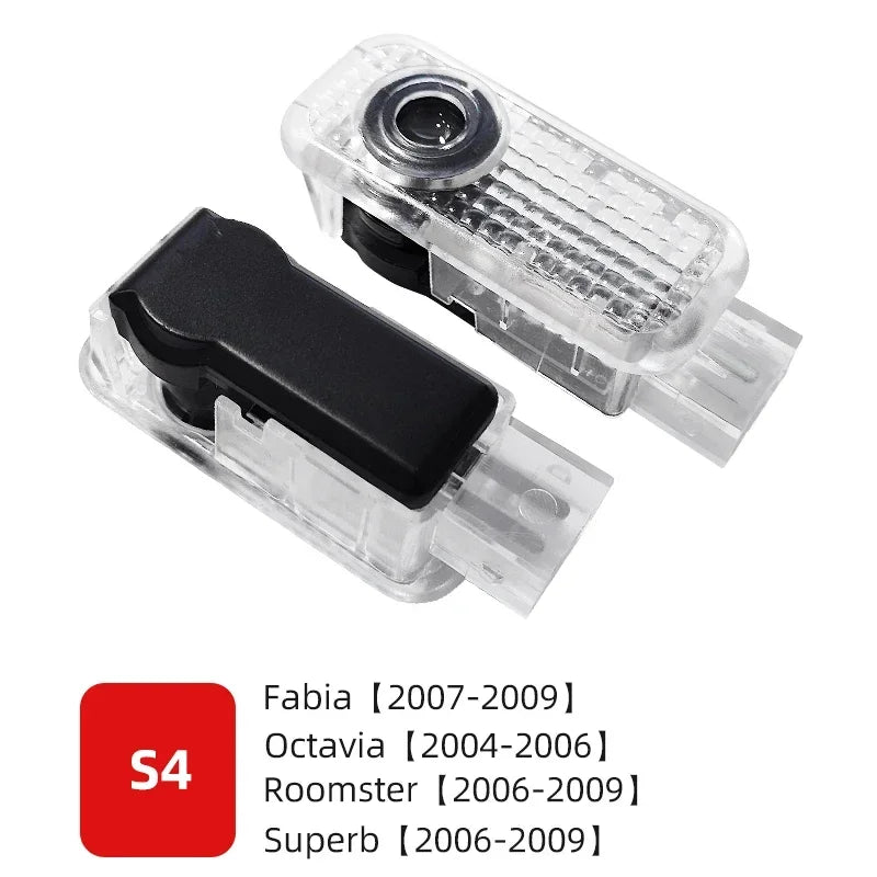 2pcs/set Car Led Logo Door Laser Projector Ghost lamp Welcome Light For skoda Superb SUPERB Superb Octavia Fabia Roomster
